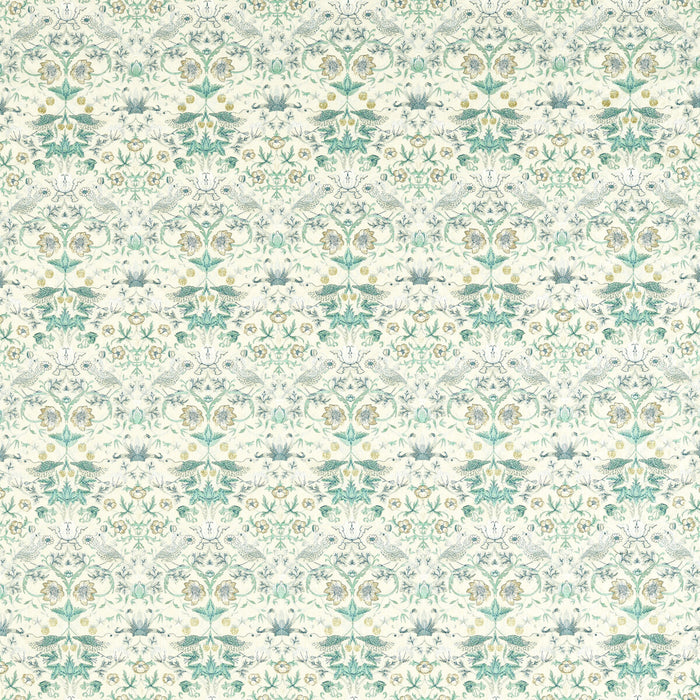 Clarke & Clarke Strawberry Thief Embroidery Teal Fabric F1745/04.CAC.0