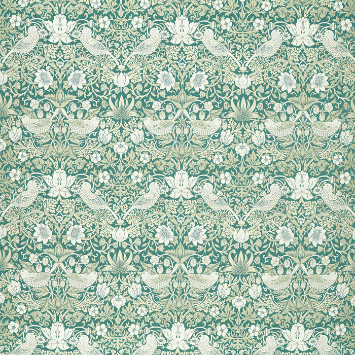 Clarke & Clarke Strawberry Thief Jacquard Teal Fabric F1746/06.CAC.0