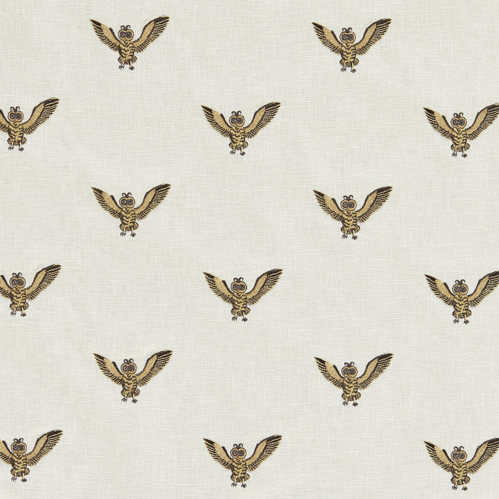 Clarke & Clarke Owl Of Athena Gold Embroidery Fabric F1755/01.CAC.0
