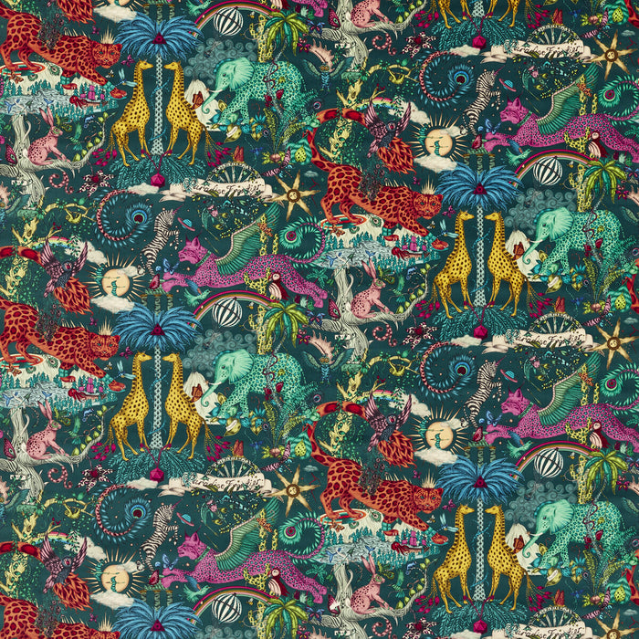 Clarke & Clarke Paradise Lost Velvet Teal Fabric F1757/01.CAC.0
