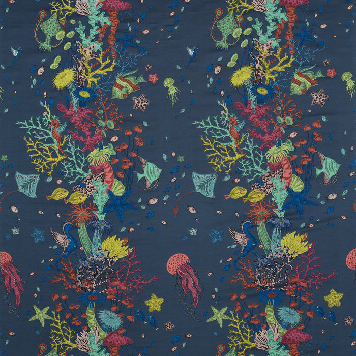 Clarke & Clarke Seaforest Jacquard Navy Fabric F1761/01.CAC.0