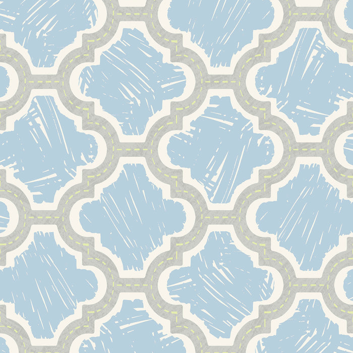 Seabrook Designs Racetrack Ogee Lime Green And Powder Blue Wallpaper FA40402