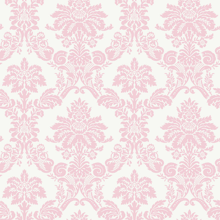 Seabrook Designs Glitter Damask Bubblegum And White Wallpaper Sample FA40901