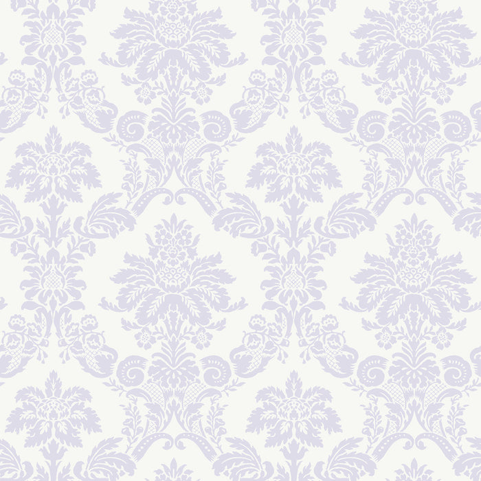Seabrook Designs Glitter Damask Lilac And White Wallpaper Sample FA40909