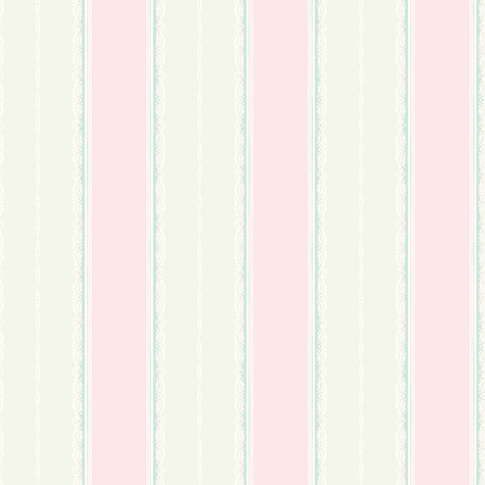 Seabrook Designs Glitter Frills Stripe Bubblegum And Teal Wallpaper Sample FA41001