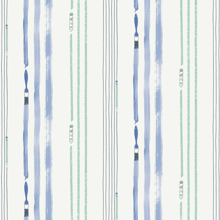 Seabrook Designs Outside The Lines Periwinkle And Teal Wallpaper Sample FA42404