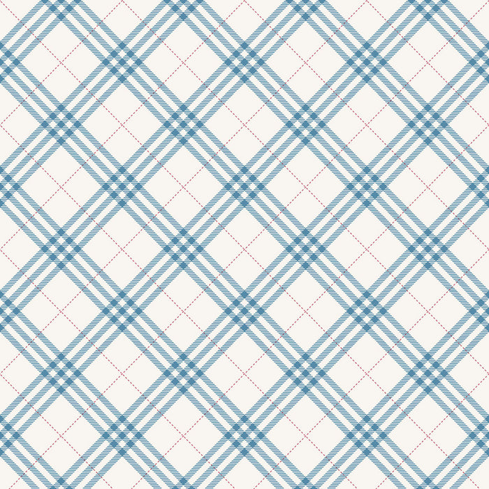Seabrook Designs Diagonal Plaid Cerulean And Crimson Wallpaper Sample FA42502