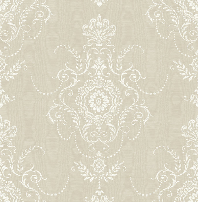 Seabrook Designs Colette Cameo Fog Wallpaper Sample FC60300