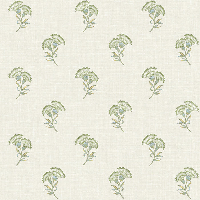 Seabrook Designs Lotus Branch Floral Washed Green & Herb Wallpaper Sample FC60804