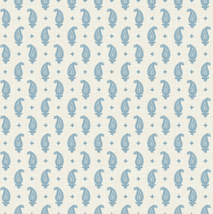 Seabrook Designs Maia Paisley Bleu Bisque Wallpaper Sample FC62402