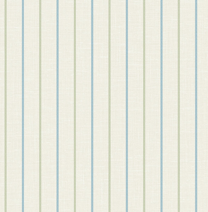 Seabrook Designs Andree Stripe French Blue & Pomme Wallpaper Sample FC62512