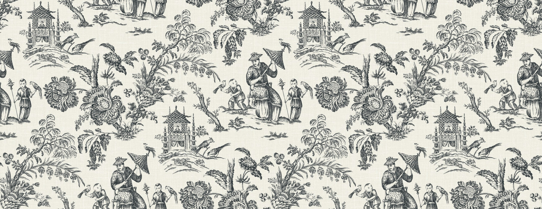 Seabrook Designs Chinoiserie Linen Fabric Poppy Seed Fabric FC62800F