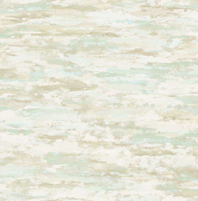 Seabrook Designs Brushstrokes Metallic Teal And Greige Wallpaper Sample FI70601