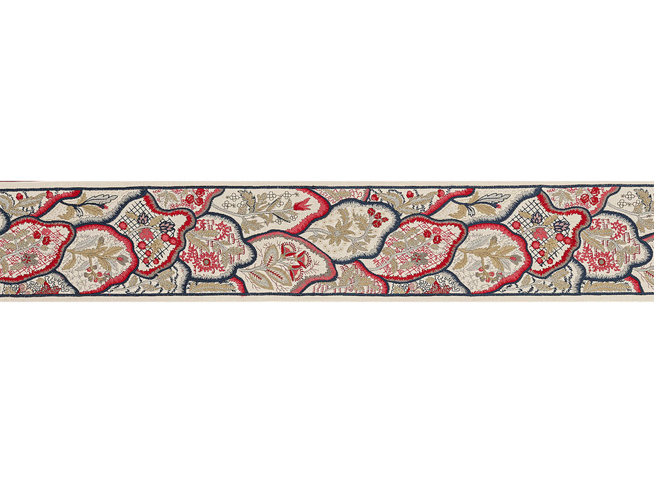 Braquenie Bordure Les Fleurs Du Bengale Garance Fabric Sample B7645003