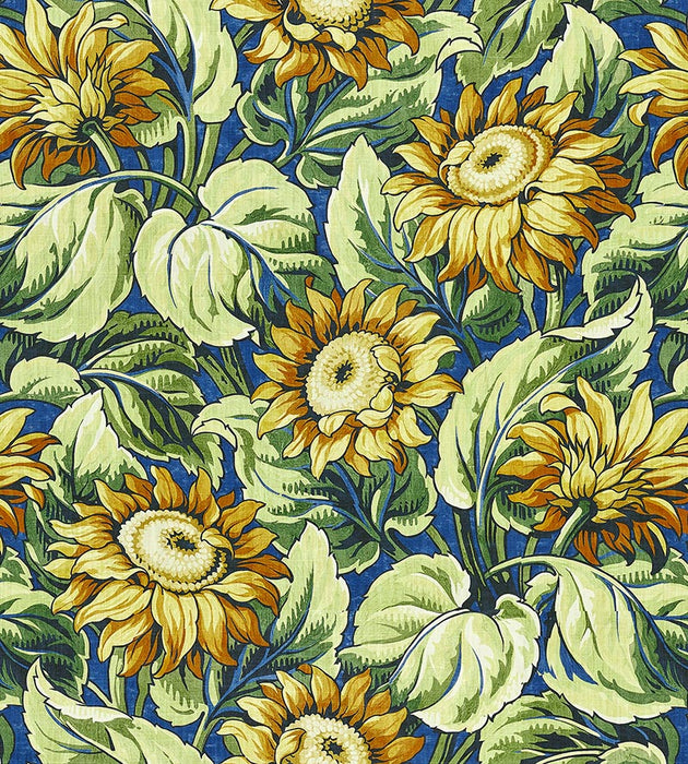 Grey Watkins Sunflower Print Cobalt Fabric GW166310002