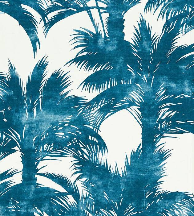 Grey Watkins Palm Print Turquoise Fabric GW166100004