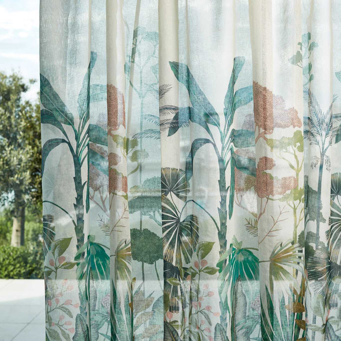 Harlequin Floreana Sheer Bleached Coral/Succulent Fabric HCOL133960
