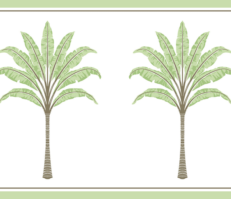 Seabrook Designs Montgomery Palm Border Green Tea Wallpaper Sample HG10804B