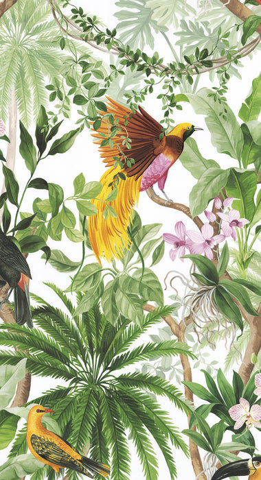 Seabrook Designs Tropical Bird White Wallpaper Sample HG10900