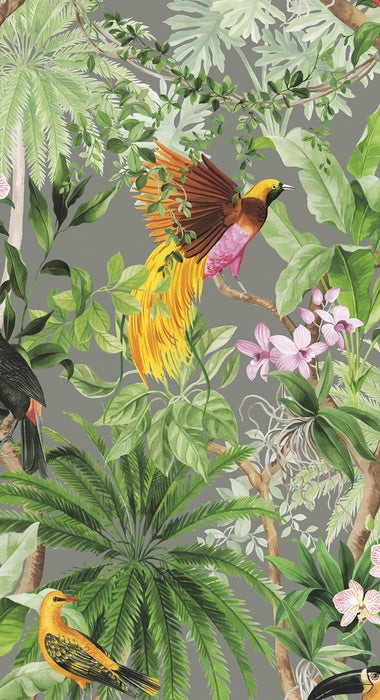 Seabrook Designs Tropical Bird Grey Wallpaper Sample HG10908