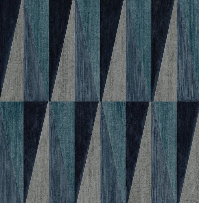 Seabrook Designs Pieced Diamonds Denim Blue Wallpaper Sample HG11502