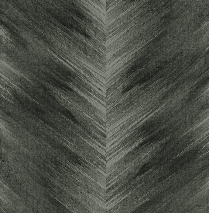 Seabrook Designs Washed Chevron Charcoal Wallpaper Sample HG11700