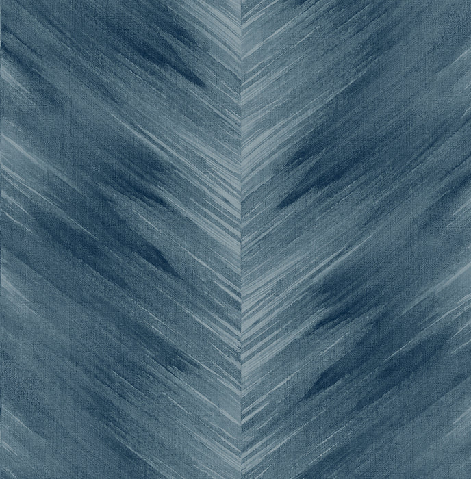 Seabrook Designs Washed Chevron Blue Lake Wallpaper Sample HG11702
