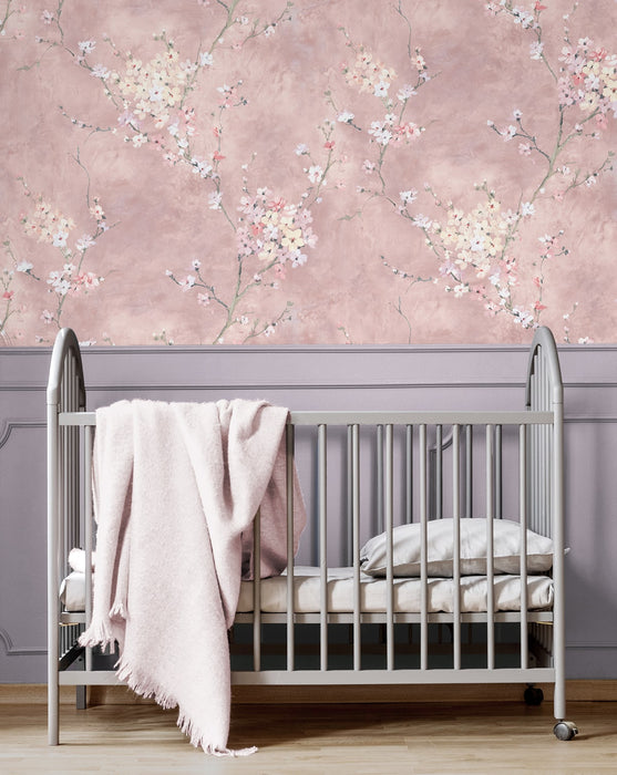 Seabrook Designs Floral Blossom Dusty Rose Wallpaper Sample HG11801