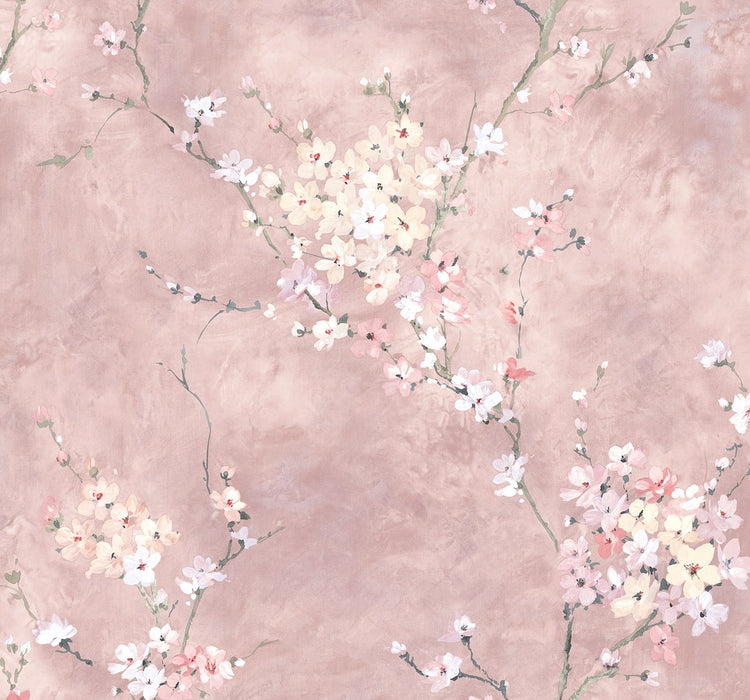 Seabrook Designs Floral Blossom Dusty Rose Wallpaper Sample HG11801