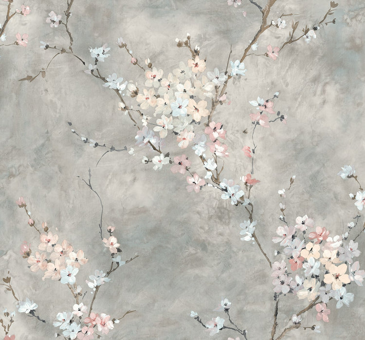 Seabrook Designs Floral Blossom Grey Wallpaper Sample HG11808