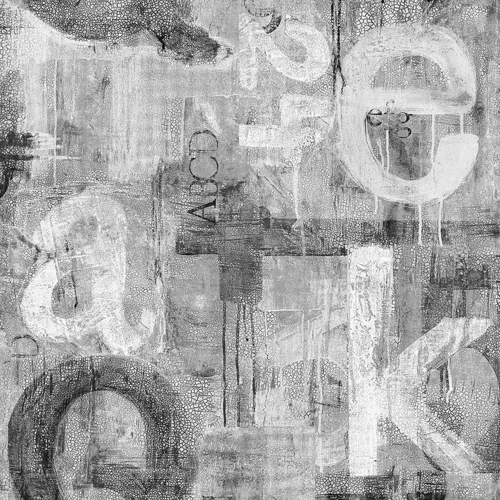 Seabrook Designs Graphic Letters Ash Wallpaper Sample HG12000
