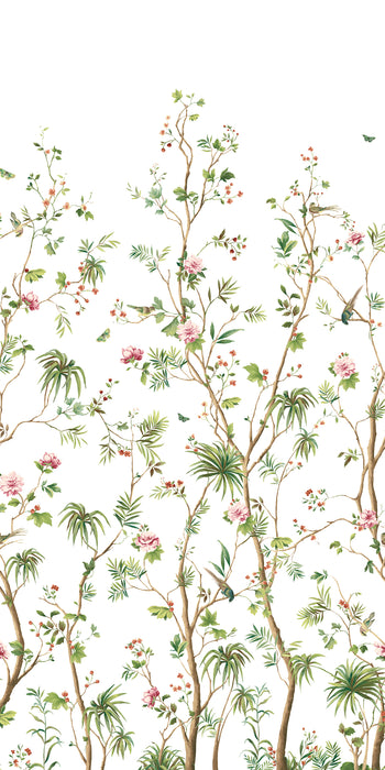 Seabrook Designs Blooming Chinoiserie Mural Fern & Rosebud Wallpaper Sample HG12404M