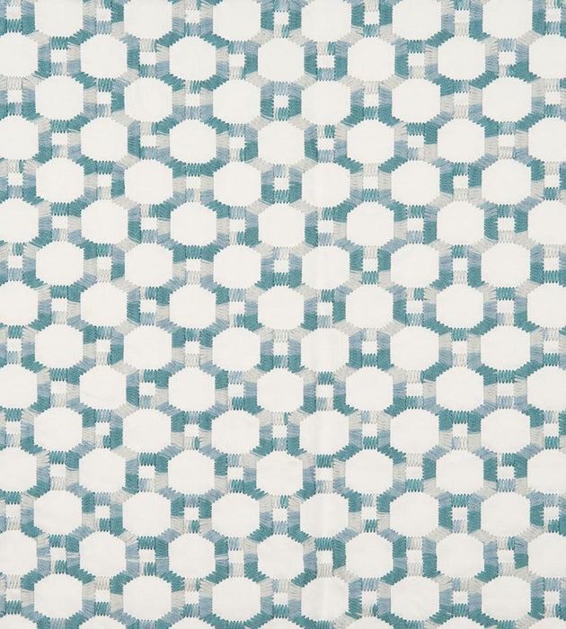 Hinson Island Trellis Aqua Fabric HN420140006