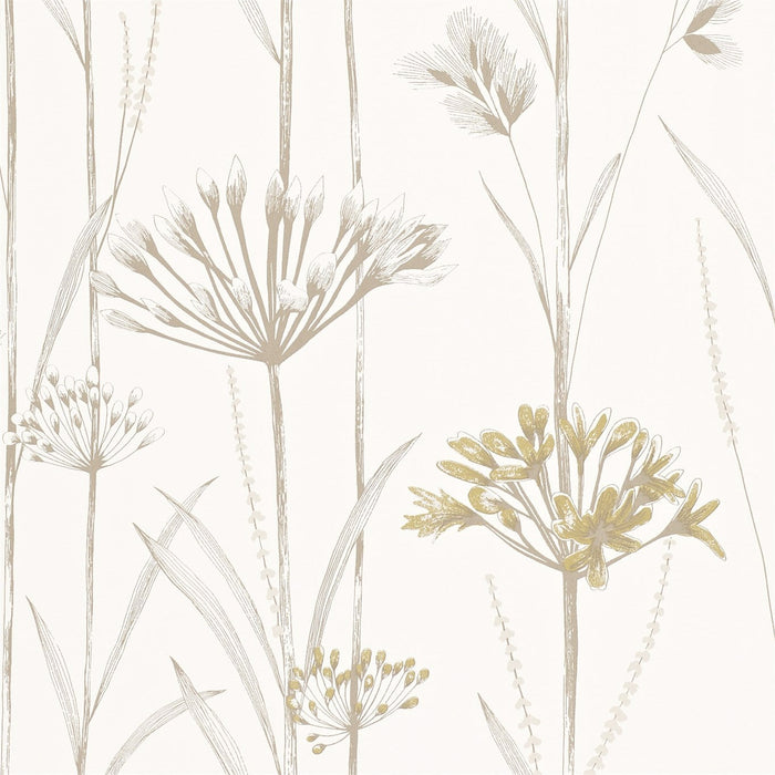 Harlequin Gardinum Ivory/Gold Wallpaper Sample HPOW110554
