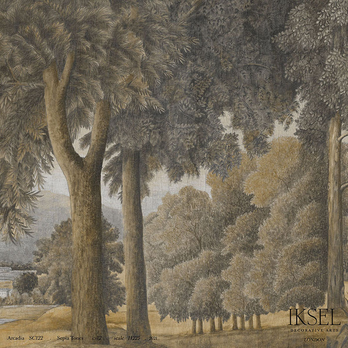 Schumacher Arcadia Sepia Tones Wallpaper Sample IK2001