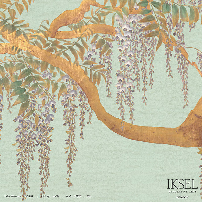 Schumacher Edo Wisteria Celery Wallpaper Sample IK2602
