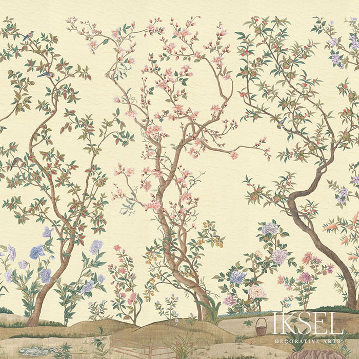 Schumacher Imperial Garden Ivory Wallpaper Sample IK3102