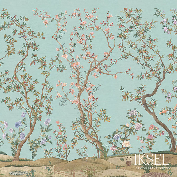 Schumacher Imperial Garden Celadon Wallpaper Sample IK3104