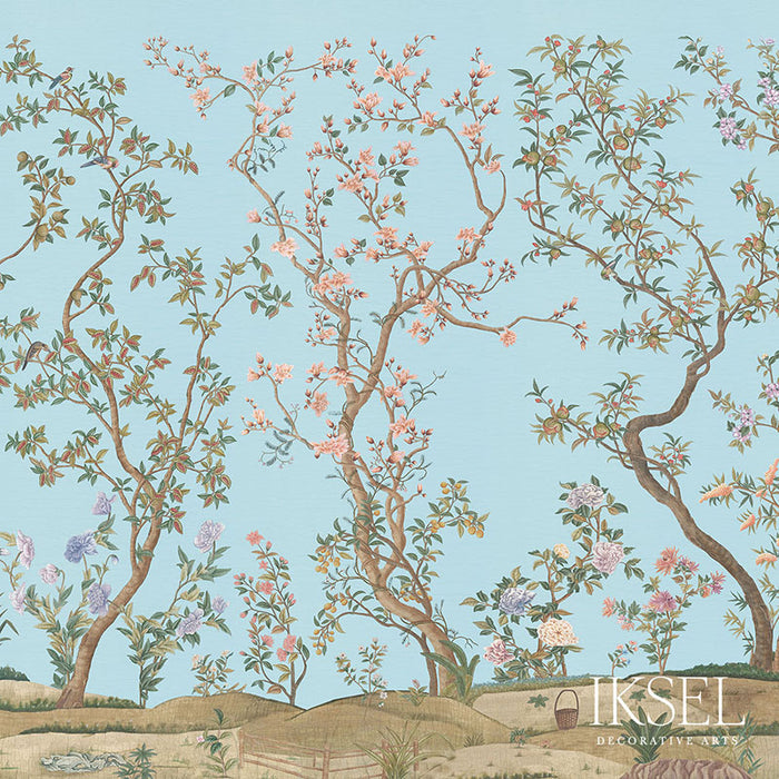 Schumacher Imperial Garden Sky Wallpaper Sample IK3106
