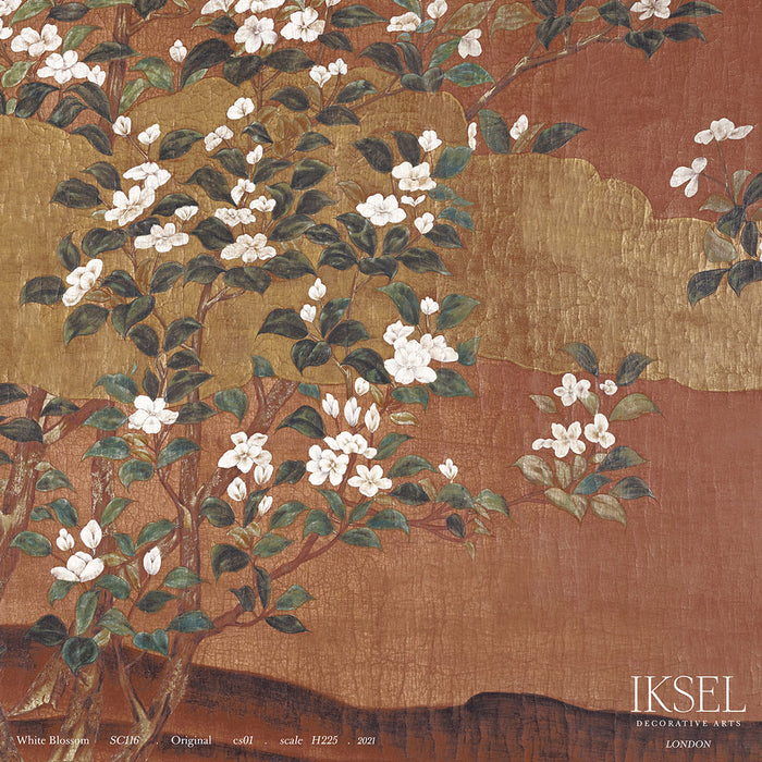 Schumacher White Blossom Original Wallpaper Sample IK4200