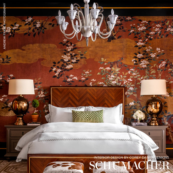 Schumacher White Blossom Original Wallpaper Sample IK4200