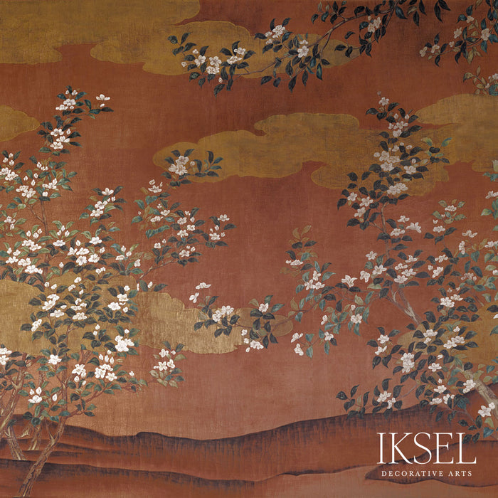 Schumacher White Blossom Original Wallpaper Sample IK4200