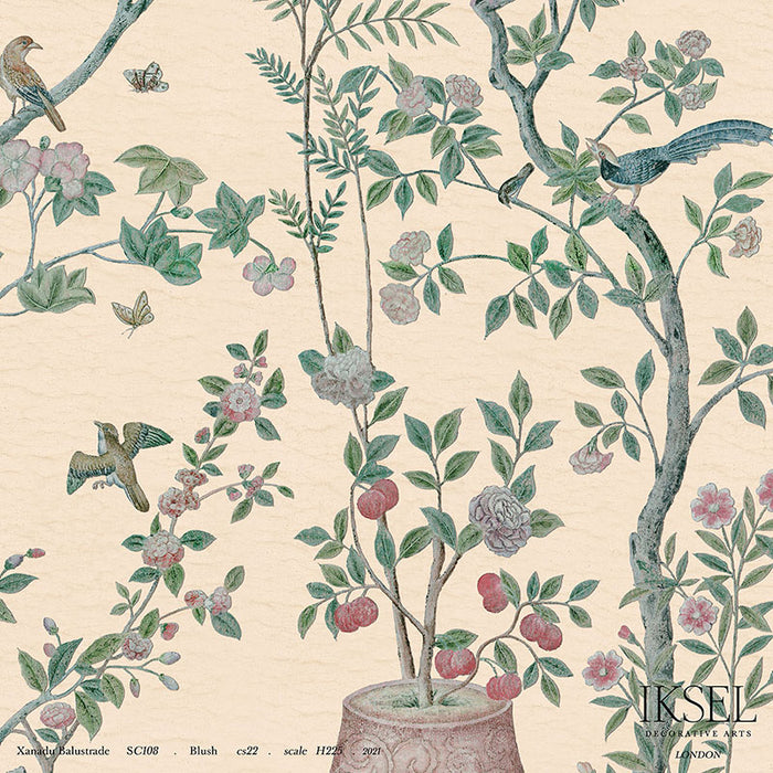 Schumacher Xanadu Balustrade Blush Wallpaper Sample IK4305