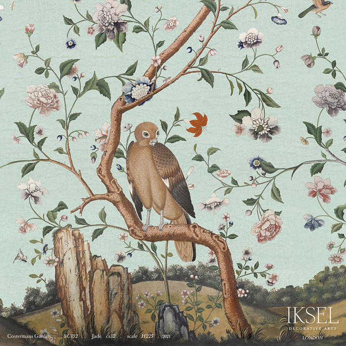 Schumacher Costermans Garden Jade Wallpaper Sample IK4600