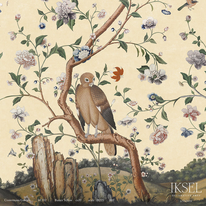 Schumacher Costermans Garden Butter Yellow Wallpaper Sample IK4602