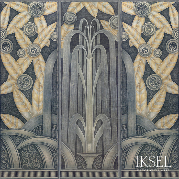 Schumacher Art Deco Fountain Original Wallpaper Sample IK6000
