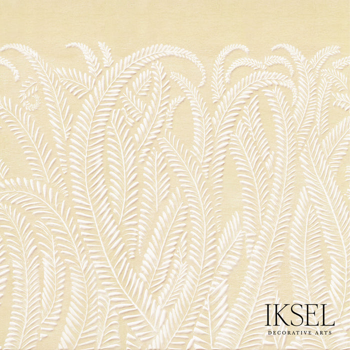 Schumacher Art Deco Fern Chamois Wallpaper Sample IK7100