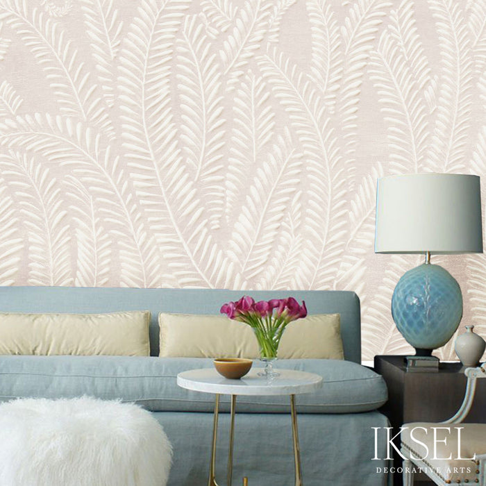 Schumacher Art Deco Fern Seashell Pink Wallpaper Sample IK7103