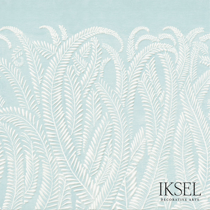 Schumacher Art Deco Fern Sea Foam Wallpaper Sample IK7106