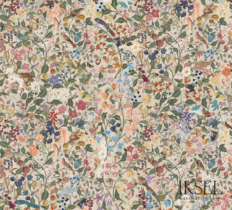 Schumacher Blooming Fantasy Crackled Beige Wallpaper Sample IK8000